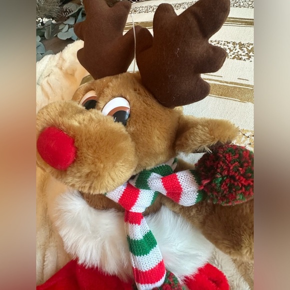 Vintage Rudolph Rudy Wishmas Christmas Stocking Reindeer Commonwealth Plush 1989 - Picture 3 of 7